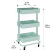 thumbnail image 3 of Lexington Mint 3-Tier Metal Rolling Cart by Simply Tidy - Multi-Functional Storage Cart for Home - Office - and Kitchen - 1 Pack, 3 of 7