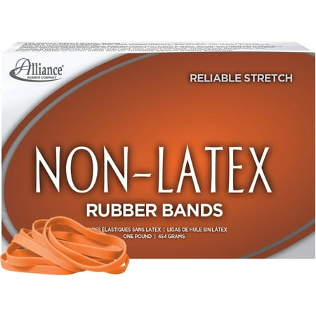 Alliance Non-Latex Rubber Bands, Sz. #64, Orange, 3 1/2 x 1/4, 380 Bands/1lb Box