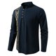 thumbnail image 1 of Blusa y camisa de manga larga con cuello alto para hombre, informal, a la moda, con botones estampados, de poliéster, 1 of 7