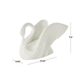 thumbnail image 4 of 11" x 8" White Ceramic Swan Sculpture with Textured Grooves, by DecMode, 4 of 10