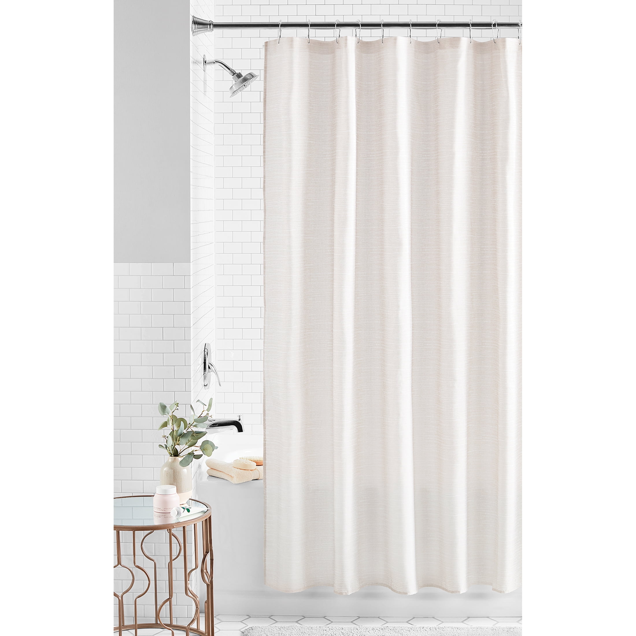 Mainstays Tan Texture Polyester Fabric Shower Curtain, 72" x 72"