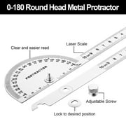 Nortools Stainless Steel Angle Protractor, Silver, 0-180°