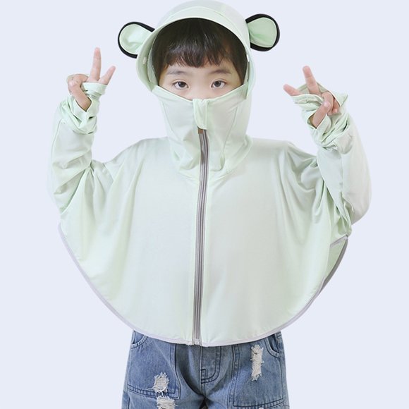 LOVZFMLL Jackets for Girls 5-14year Kids's Fashion Solid Color Ice Silk Sunscreen Thin Breathable Zipper Long Sleeve Hooded Casual Coat 8-11 Years
