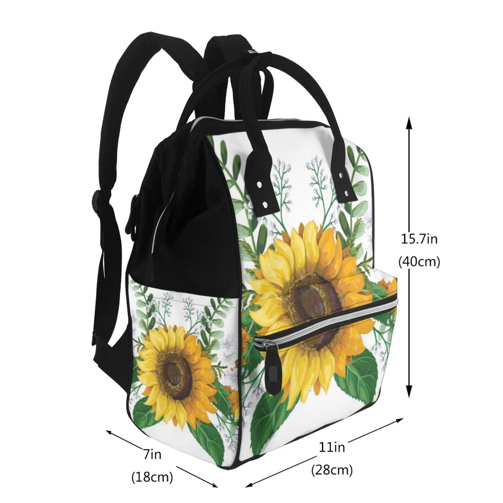 Ratiio Sunflowers (2) Mummy Backpack - Waterproof Twill Canvas, Large Capacity Diaper Bag with Multiple Pockets and Adjustable Straps