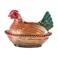 thumbnail image 3 of Plato de con forma de gallina en nido y tapa, ideal para guardar aperitivos, cocina, oficina, decoración, postres, hogar, pedestal, dulcero. Cabeza roja, 3 of 8