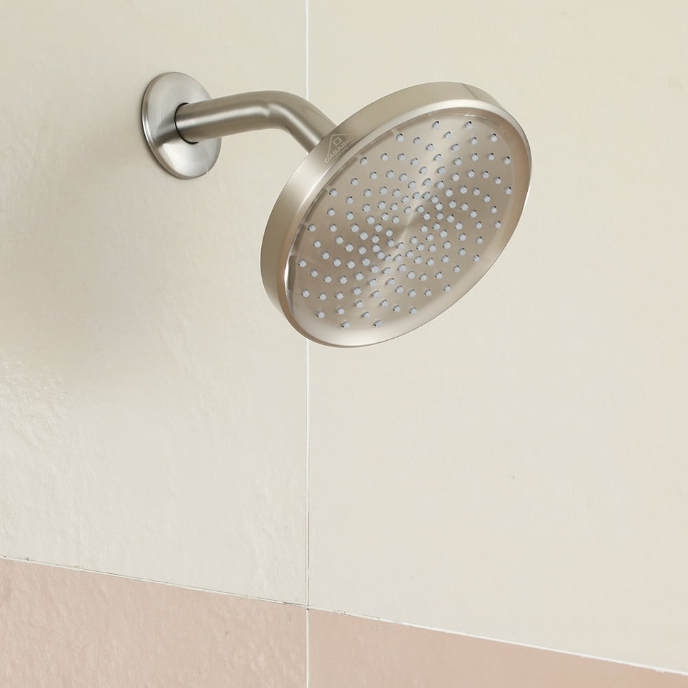 Kepooman 6-Inch Circular Large Rainfall Brushed Nickel Shower Head, 360°Adjustable Angles Single Wall-Mount Showerhead Kepooman 6-Inch Circular Large Rainfall Brushed Nickel Shower Head, 360°Adjustable Angles Single Wall-Mount Showerhead