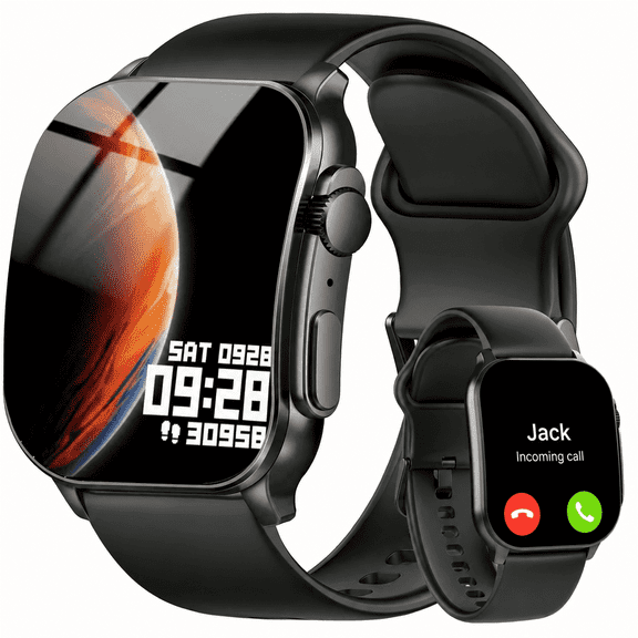 Smart Watch Fits for Android and iPhone, 2.01" AMOLED HD Curved Screen, Bluetooth Calls/Answer, Fitness Tracker, 110 Sport Modes, Smart Watch for Men Women, IP68 Waterproof Smartwatch, Gifts