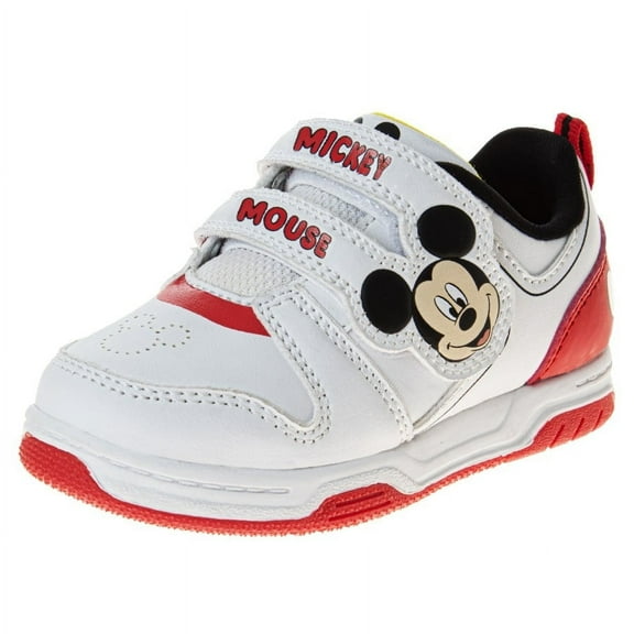 Disney Mickey Mouse Boys Sneakers. (Toddler Little Kids), White Red, Size: 7