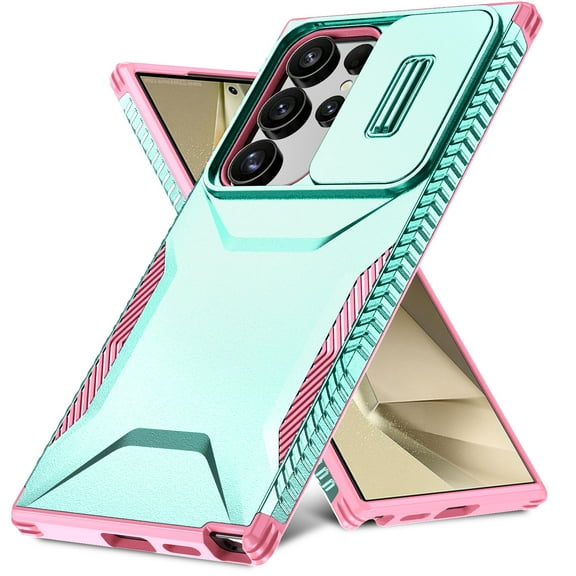 for Samsung Galaxy S26 Ultra Case with Sliding Camera Lens Protective Cover, Heavy Duty Shockproof Rugged Military Grade Drop Protection Phone Case for Samsung Galaxy S26 Ultra, Green