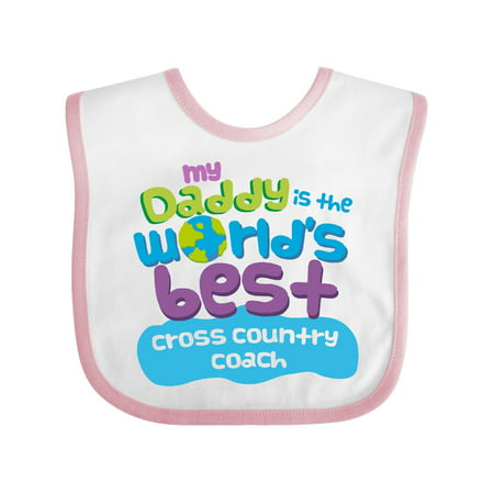 World's Best Cross Country Coach Daddy Baby Bib White/Pink One