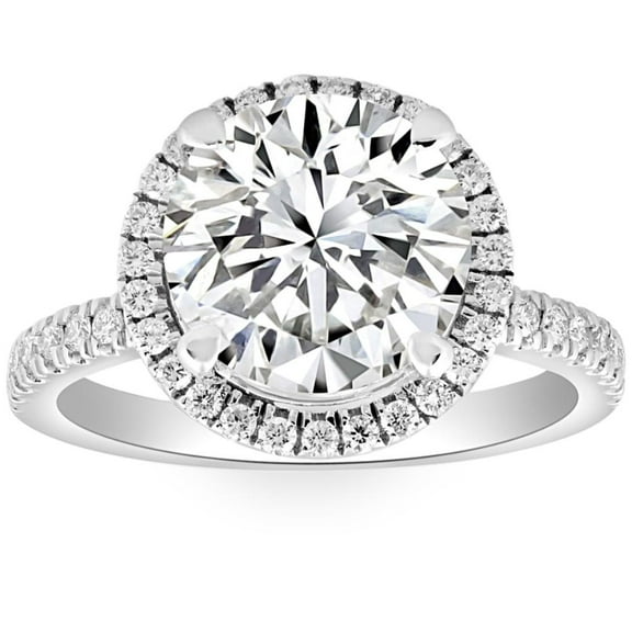 Pompeii 4 1/2Ct Diamond Halo Lab Grown Engagement Ring White, Yellow or Rose Gold