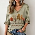 thumbnail image 2 of Women Fall Thanksgiving Autumn Tree Graphic T-Shirt V Neck Short Sleeve Casual Loose Holiday Tee Top Gray L, 2 of 4