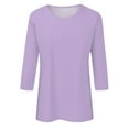 thumbnail image 5 of KDDYLITQ 3/4 Length Sleeve Tops Plus Size Womens Business Clothes Crew Neck Blouses for Women Dressy Women's Blouses and Tee Shirts Oversized T Shirts for Women Clearance Light Purple 2X, 5 of 5