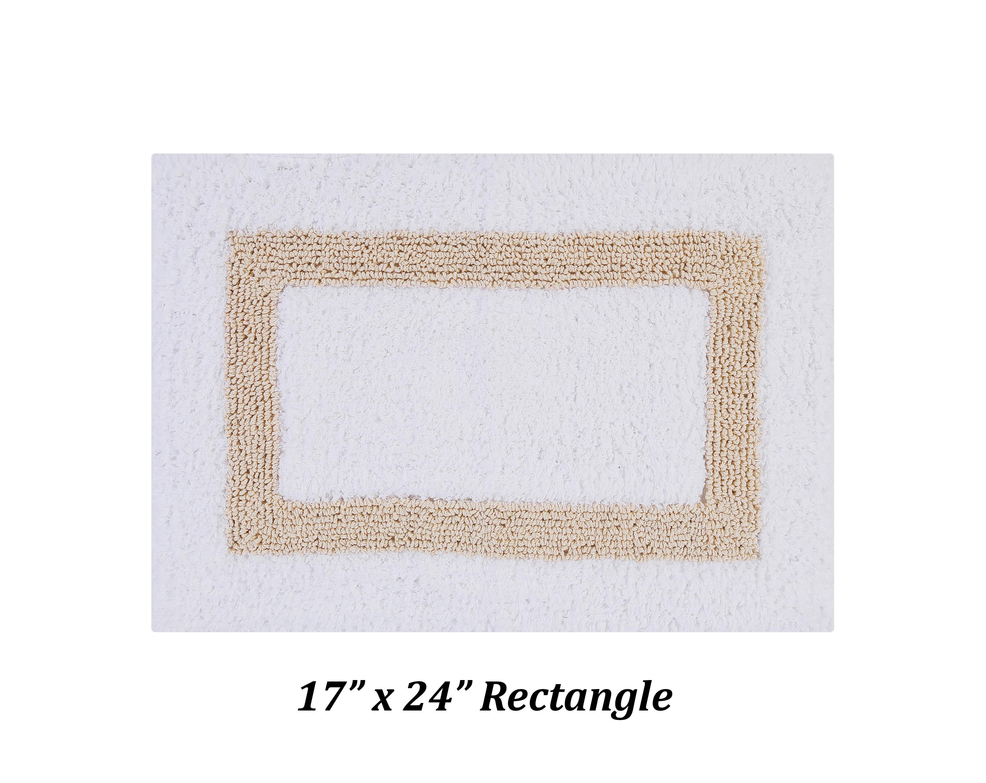 Better Trends 3 Piece Bathroom Rugs Set 100% Cotton Soft Bath Mat Water Absorbent, Reversible, Machine Washable for Home, Bathroom Decor Toilet Base Contour Mat, Hotel Collection - White/Sand