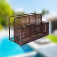 thumbnail image 3 of Pool Storage Box, Outdoor Storage Box, Pool Buoy Storage Box, Mesh Storage Box with Rollers, PE Rattan Storage Box for Buoys, Toys, Balls, Swimming Equipment, Brown, 3 of 7