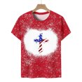 thumbnail image 4 of Fiudx Liquidación de Ahorros de Verano Moda Mujer Causal Día de La Independencia Cuello Redondo Impresión Blusa Manga Corta Camiseta Verano Tops, 4 of 5