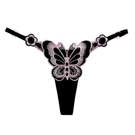 

Yuelianxi Ladies Butterfly Embroidery Fashion Thong Women Hollow Mesh Embroidery Fashion Hollow Panties