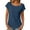 Dark Blue, variant on Tops for Women Plus Size Round Neck Short Sleeved Solid Color Hollowed Out Casual T-Shirt Blue L