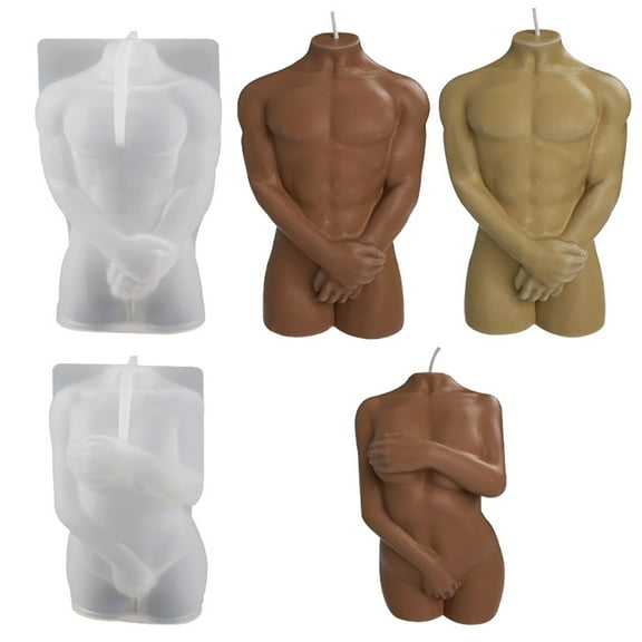 2PCS Silicone Body Candle Molds, Male and Female Figure Sculpture Molds for DIY Resin, Plaster, Soap, and Candle Making, Reusable Silicone Molding for Home or Holiday Decoration