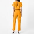thumbnail image 4 of Huankd Womens Summer Casual Short Sleeve Pants Suit Beach Vacation Romper Belted Dressy Wedding Guest Jumpsuit Jumper Yellow L, 4 of 5