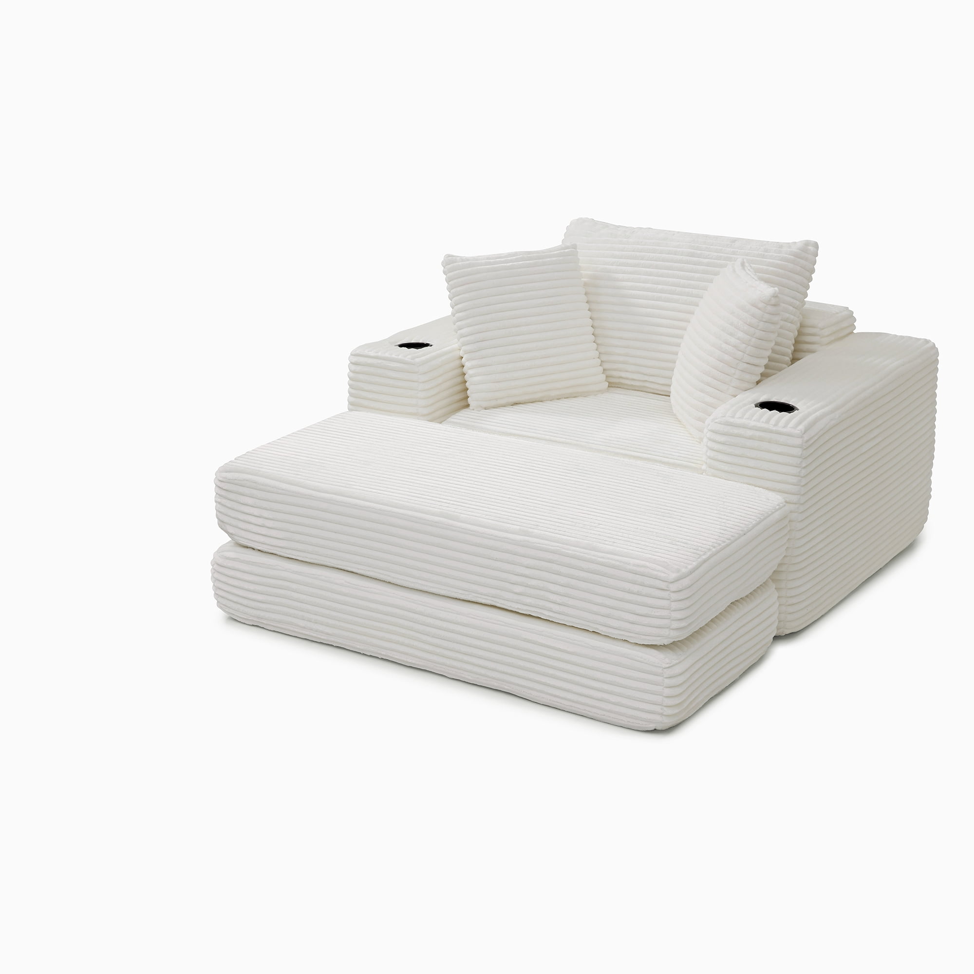 Miniyam 52" x 61"  Chair & Detachable Ottoman – Space-Saving Folding Guest Bed, High-Density Foam (Beige)