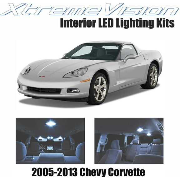 Xtremevision Interior LED for Chevrolet Corvette 2005-2013 4 Pieces Cool White Interior LED Kit   Installation Tool