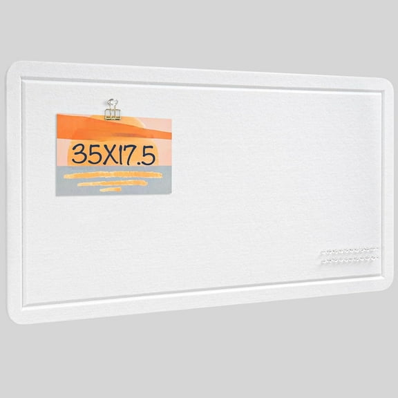 Bulletin Board, 35 x 17 1/2 inches Felt Board - Decorative Pin Board, Cork Board Alternative for Wall, Foldable Picture Board Self-Adhesive Vision Board Prayer Board with 20 Pushpins - White