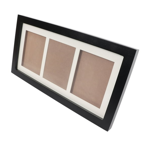 Baby Print Frame Kit, 3 Grids Rustic Style Baby Handprint Footprint Kit For Decoration Black Photo Frame White Mud