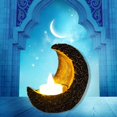thumbnail image 4 of 20cm Candelero llevado en forma de luna de la palmatoria del candelero con la vela Eid Mubarak, 4 of 5