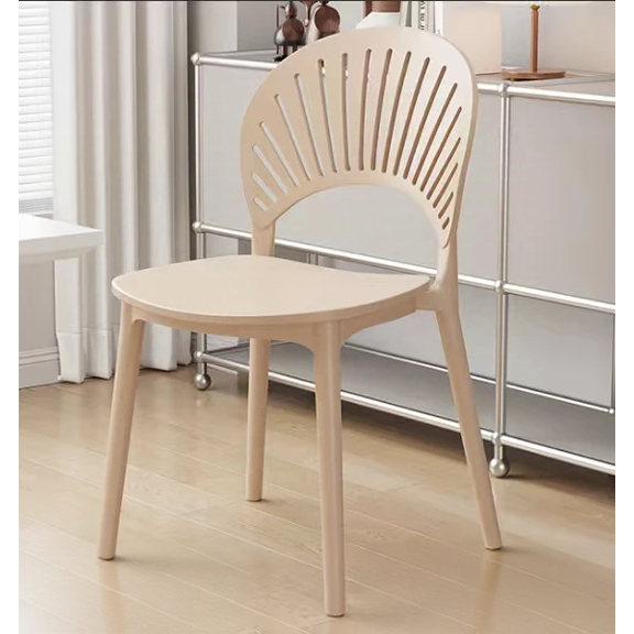 PP Plastic Ergonomic Shell-Back Dining Chair, Khaki