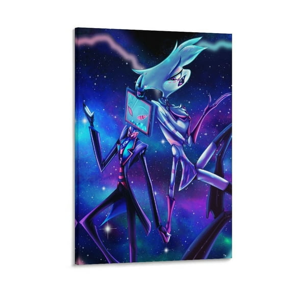 Anime Hazbin Hotel Poster Angel Dust & Vox Room Aesthetic Poster Print Art Wall Painting Canvas Posters Gifts Modern Bedroom Decor 16x24inch(40x60cm)
