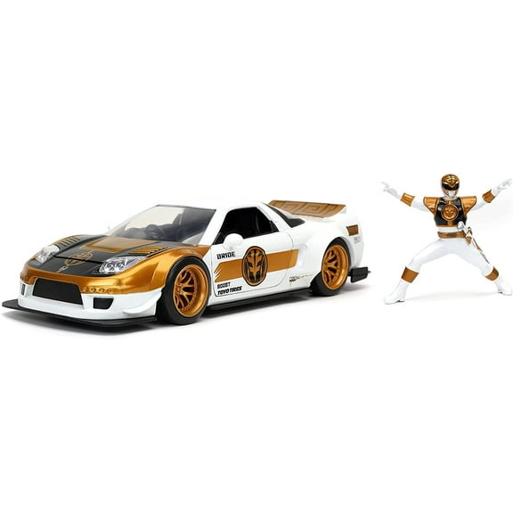 2002 Honda NSX Type-R Japan Spec RHD and White Ranger Diecast Figurine "Power Rangers" 1/24 Diecast Model Car by Jada