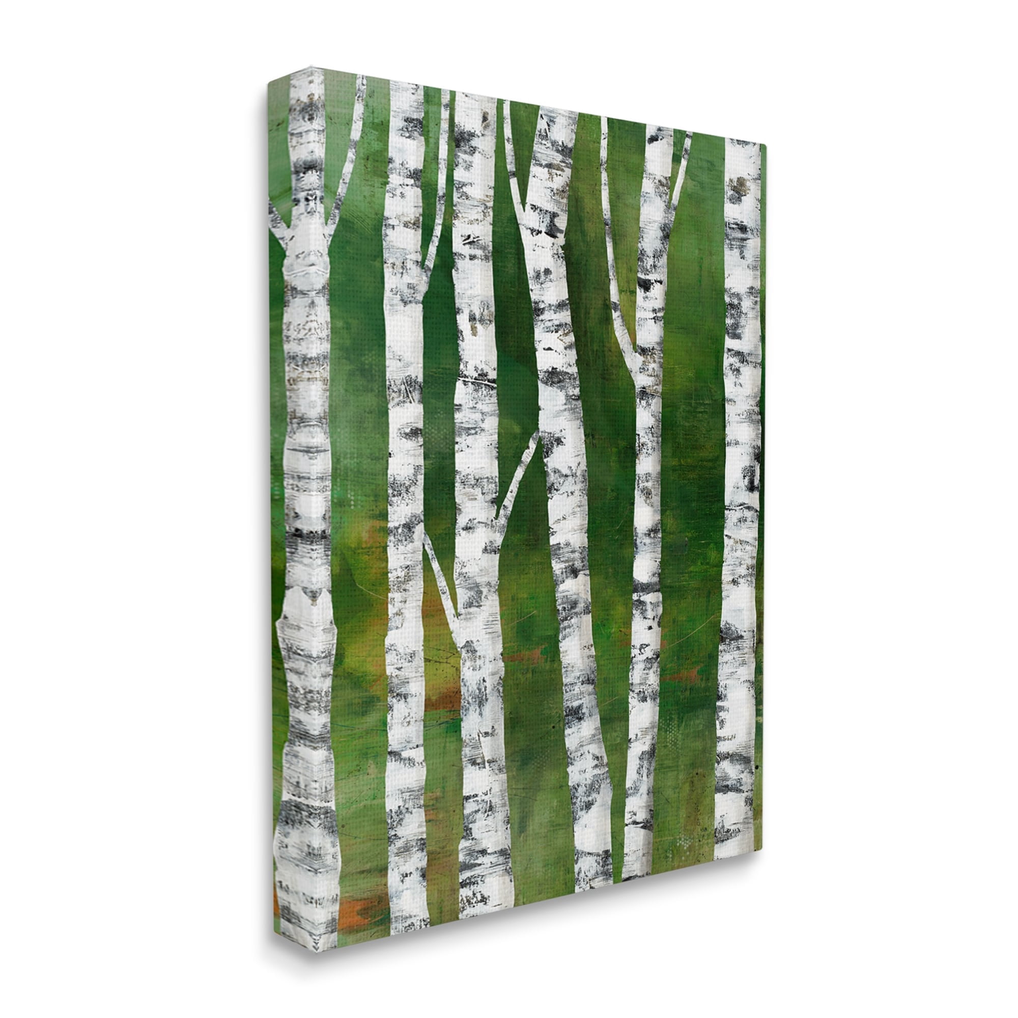 Stupell Industries Birch Trees Bark Collaged Green Woodlands Background Canvas Wall Art, 30 x 40, Design by Ruth Fromstein