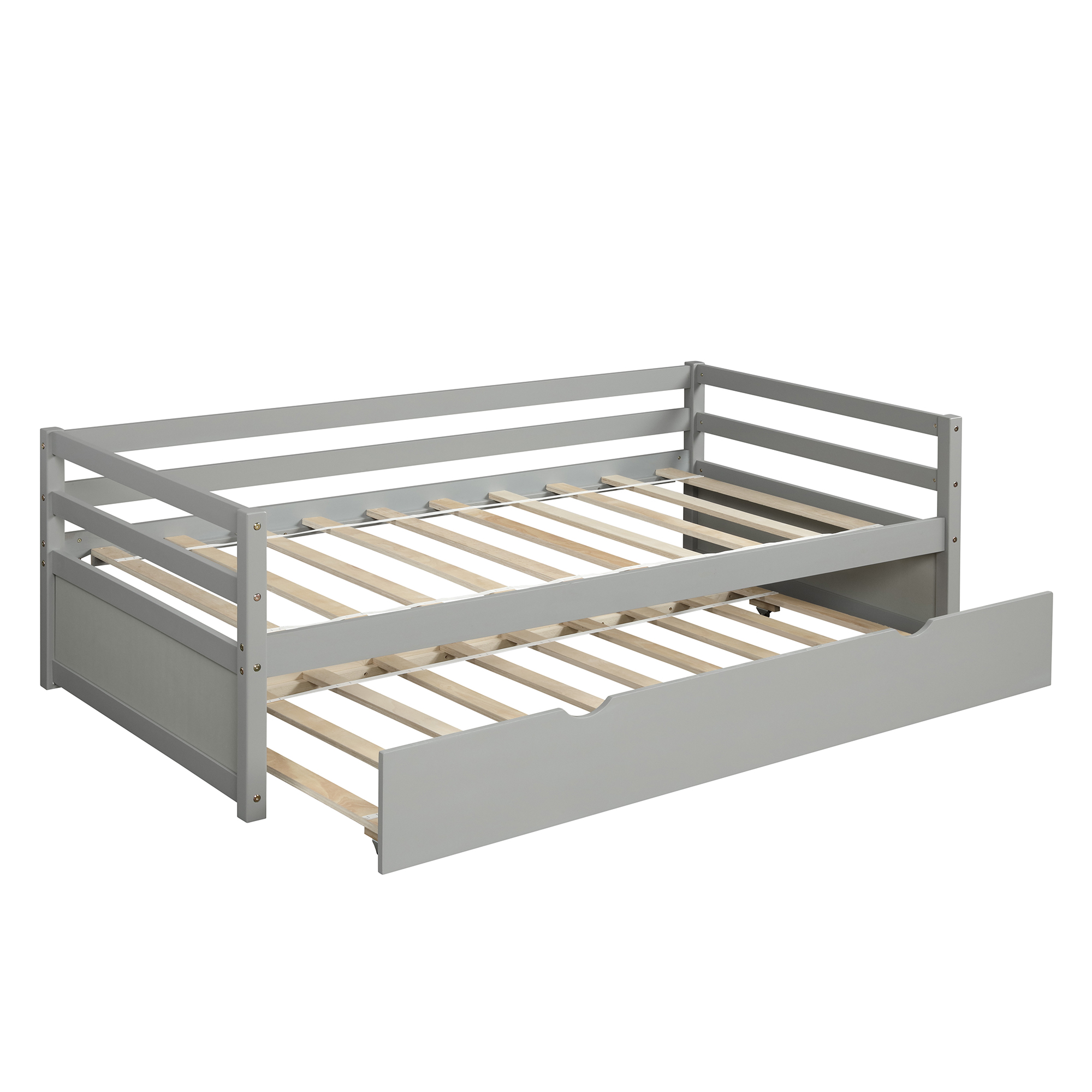 Euroco Solid Wood Daybed With Trundle Twin Grey