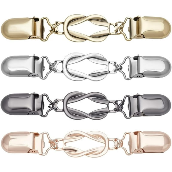 4Pcs Cinch Clip 4 Color Sweater Shawl Waist Cinch Clip Cardigan Brooch Pin 115x19.5x2.5mm Rose Gold Platinum for Women Dress Clothing Pant Waist Tightener Hold Sweater Together Hot Pink