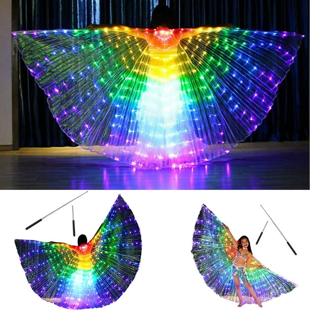 Alas De Isis Led Alas De Danza Del Vientre Alas De Mariposa Led Coloridas Con Palos Telescópicos Traje De Luz Brillante Para Adultos Y Niños Escenario De Carnaval Fiesta De Navidad De Halloween Muyoka Hogar