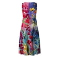 thumbnail image 4 of SMihono Robe Maxi Bohème d'Été pour Femmes Grande Taille Mode pour Femmes Ample Sans Manches avec Poches Longue Robe Imprimée Robe Rétro Robe de Plage Évasée Robe d'Été, 4 of 5