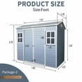 thumbnail image 3 of Remise de Rangement Extérieure 8 Pi x 4 Pi, Grande Remise de Jardin en Plastique avec 2 Fenêtres et Doubles Portes, Plancher Inclus, Remise Utilitaire Résistante aux Intempéries pour Patio, Cour, Pelouse, Gris, 3 of 6