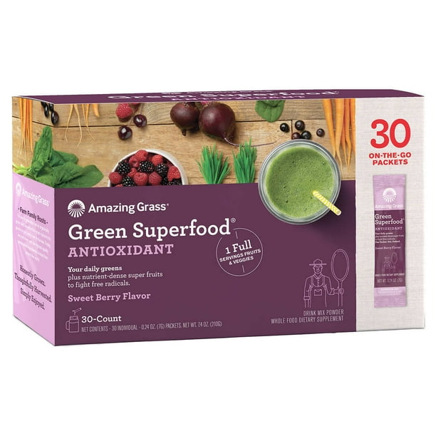 Amazing Grass Green Superfood Antioxidant Sweet Berry Flavor 30