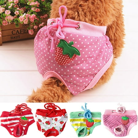 

Female Washable Reusable Dog Diapers Dog Leak-Proof Sanitary Pants Solution for Pet Incontinence and Long Travels Red_Strawberry pinshui