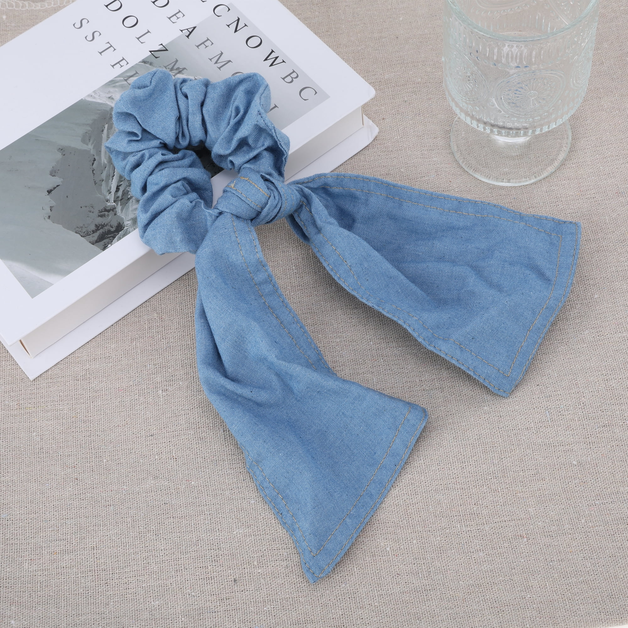 Unique Bargains Simple Denim Hair Ties Everyday Special Use Light Blue