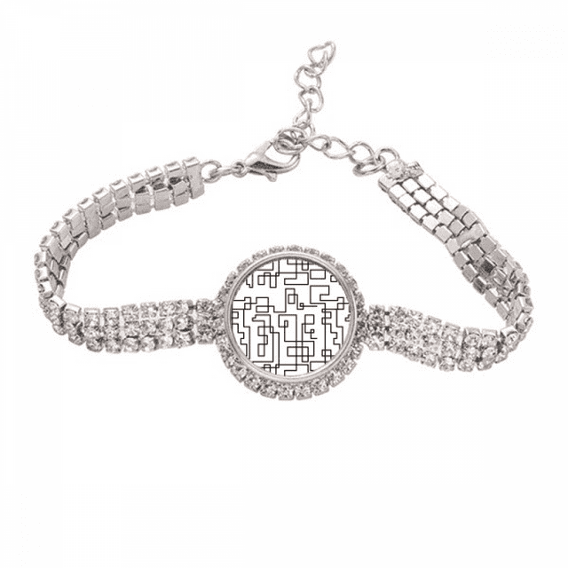 Hexagon Line Art Grain Illustration Pattern Tennis Chain Anklet Bracelet Diamond Jewelry