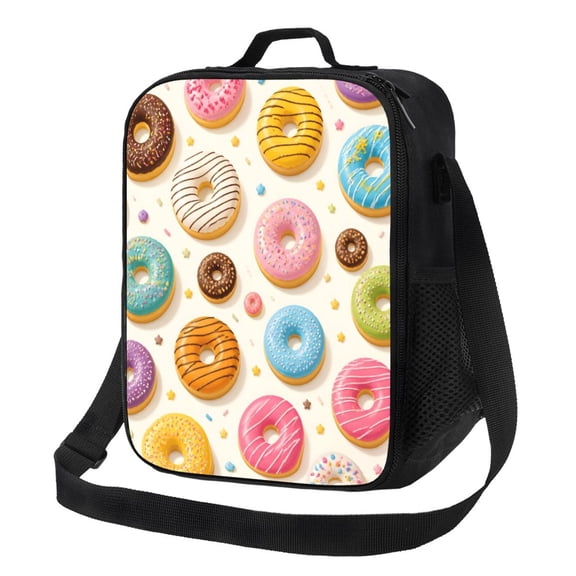 Donut Lunch Bag Insulated Thermal Lunch Box with Shoulder Strap & Handle for Women and Men