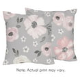 thumbnail image 5 of Sweet Jojo Designs Watercolor Floral Grey Girl Square Decorative Throw Pillow Covers Set 2 Piece 18in., 5 of 5