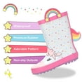thumbnail image 2 of FUNCOO PLUS Toddler Rubber Rain Boots Kids Waterproof Boots for Girls, Pink & White, Size 10, 2 of 7