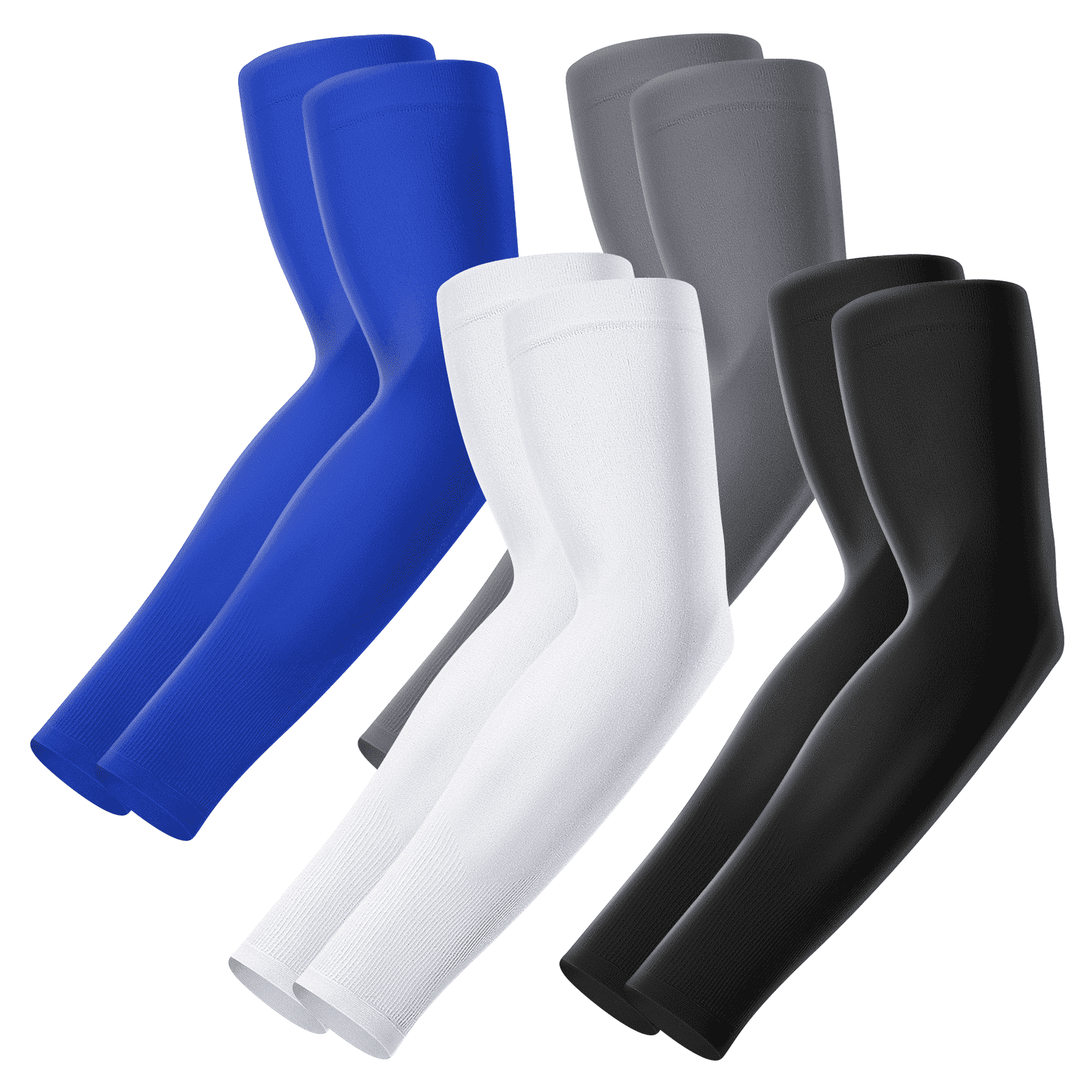 Finvizo 4 Pairs Sun Protection Sleeves to Cover Arms Cooling Sports Compression Arm Sleeves for Men Women