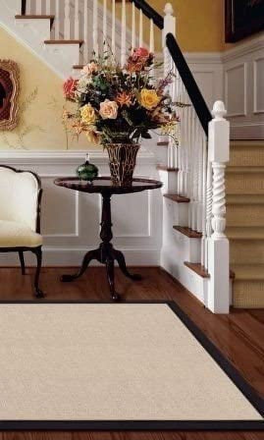 Linon Home - Natural Wool Rug with Jute Backing, Natural/Gold Border