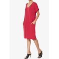 thumbnail image 3 of TheMogan Robe T-Shirt à Manches Courtes Col en V avec Poche pour Femmes Grande Taille, 3 of 6