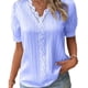 thumbnail image 1 of Camiseta Blusa Blusa informal con manga de burbuja, estilo elegante, camisa de talla grande para mujer, traje de vacaciones Ygjytge Celeste 5Xl para Mujer, 1 of 7