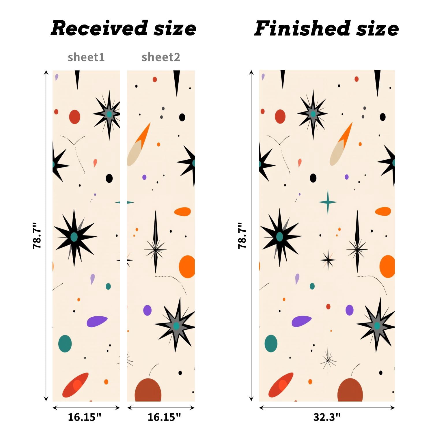 Self Adhesive Vinyl Refrigerator Wrap Set Mid Century Fifties Modern Retro Luxurious Graphic Print Door Mural Removable Fridge Sticker Peel and Stick&nbsp;Full Door Cover Decal Kitchen Bar Decor